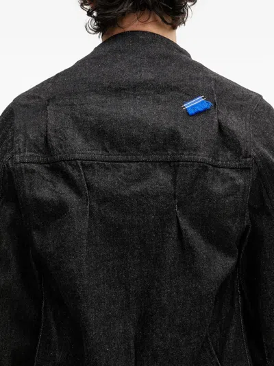Ader Error Zip-fastening Pleated Denim Jacket In Black