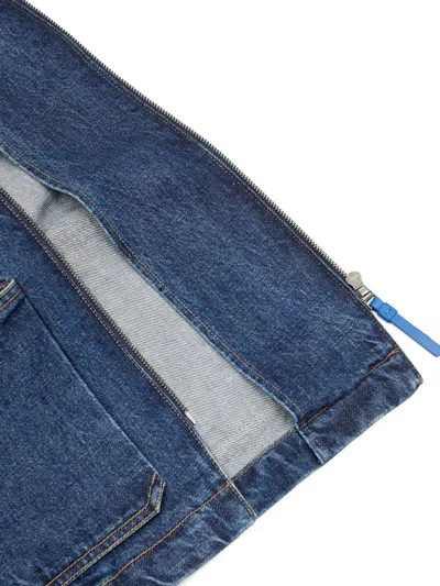 Ader Error Pleated Zip-front Denim Jacket In Blue