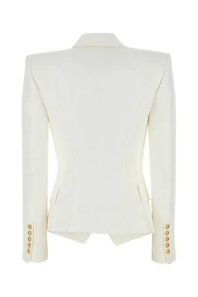 Balmain White Viscose Blend Blazer In White