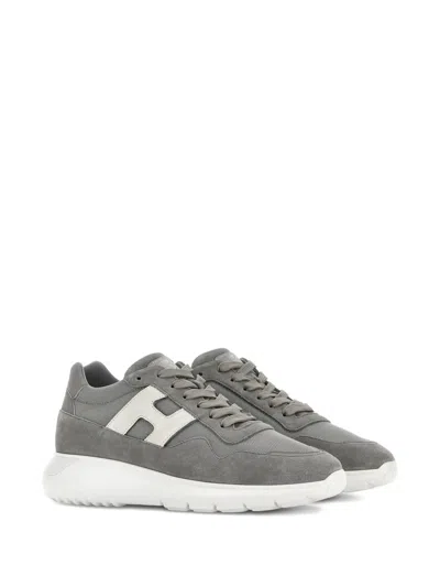 Hogan Interactive 3 Grey Suede Blend Sneakers In Gray