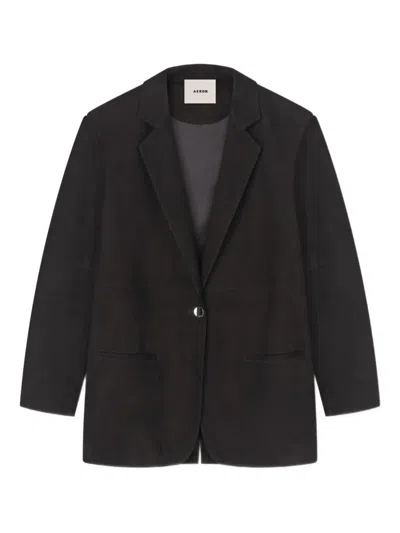 Aeron Suede Single-breasted Blazer In Black