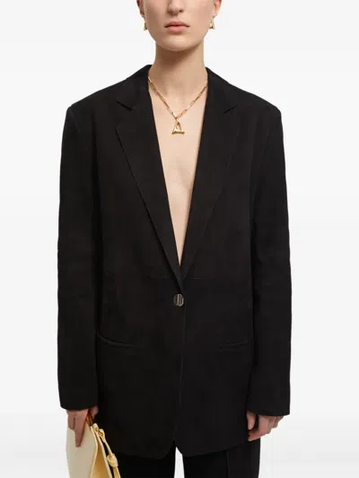 Aeron Suede Single-breasted Blazer In Black