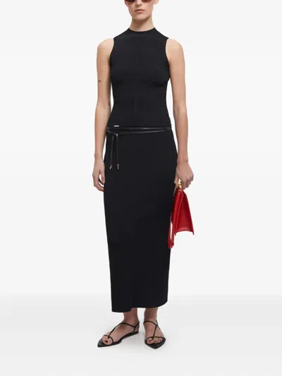 Aeron Ribbed High-waisted Skirt In Black