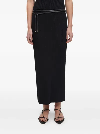 Aeron Ribbed High-waisted Skirt In Black