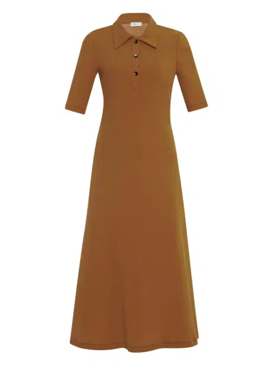 Rosetta Getty Button-up Polo Dress In Brown
