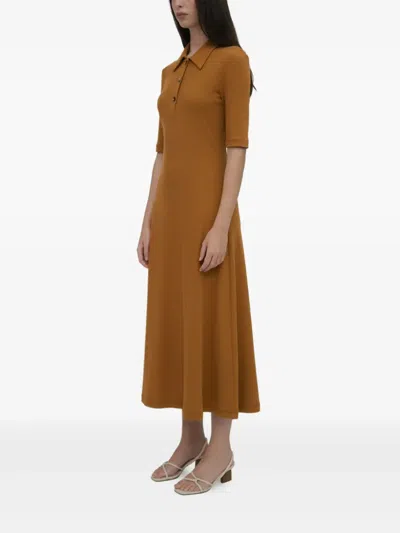 Rosetta Getty Button-up Polo Dress In Brown