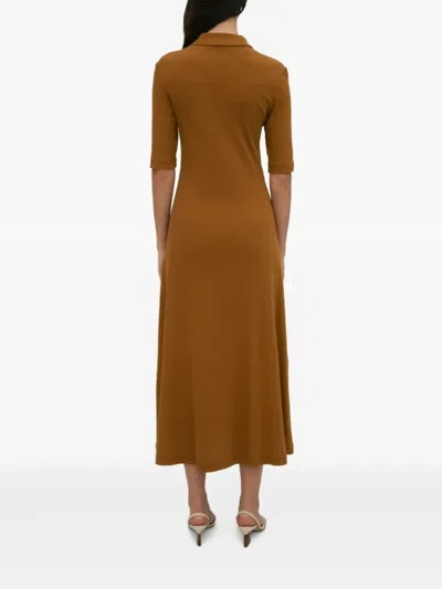 Rosetta Getty Button-up Polo Dress In Brown