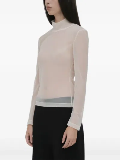 Rosetta Getty Turtleneck Sheer Top In White