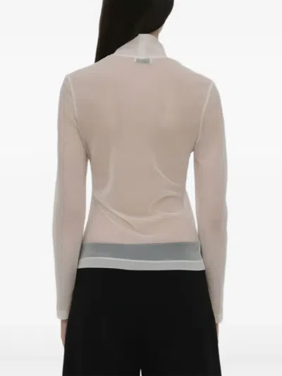 Rosetta Getty Turtleneck Sheer Top In White