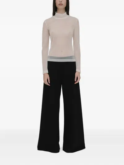 Rosetta Getty Turtleneck Sheer Top In White