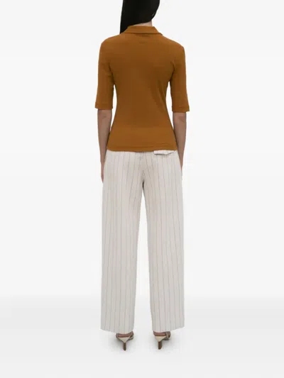 Rosetta Getty Pinstripe Pull-on Trousers In White