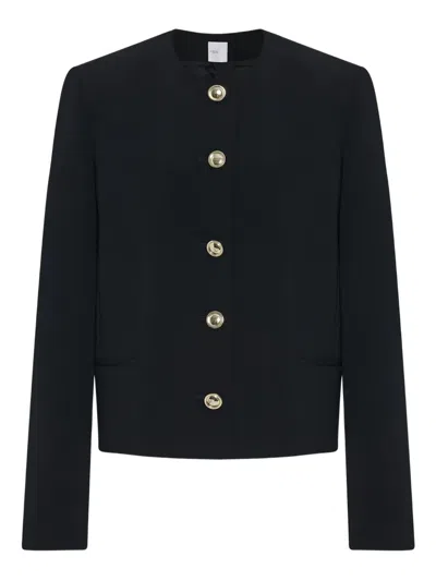 Rosetta Getty Crew-neck Gold-button Jacket In Blue