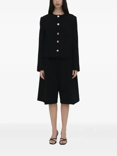 Rosetta Getty Crew-neck Gold-button Jacket In Blue
