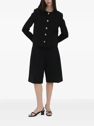 Rosetta Getty Crew-neck Gold-button Jacket In Blue