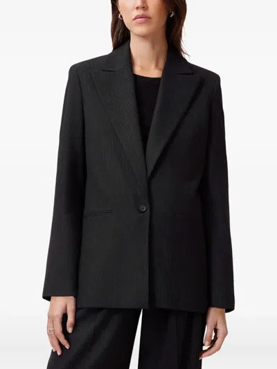 Allsaints Pinnie Pinstripe Single-breasted Blazer In Black