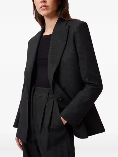 Allsaints Pinnie Pinstripe Single-breasted Blazer In Black