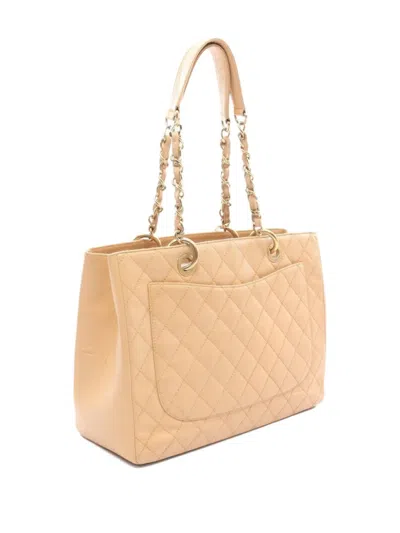 Pre-owned Chanel 2012-2013 Matelasse Grand Shopping Gst Chain Tote Bag In Neutral