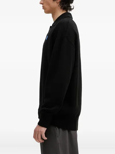 Ader Error Polo-neck Logo-patch Sweater In Black