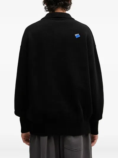Ader Error Polo-neck Logo-patch Sweater In Black