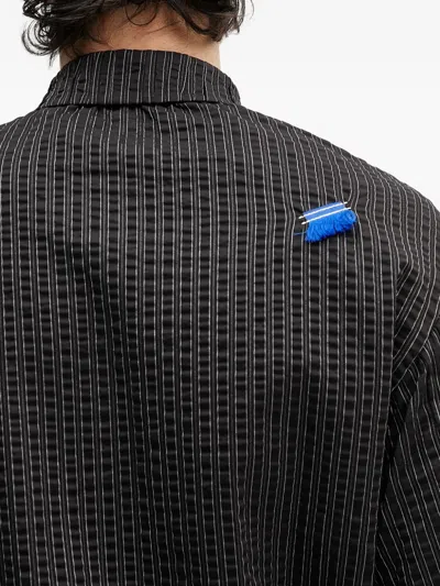 Ader Error Striped-pattern Gathered Shirt In Black