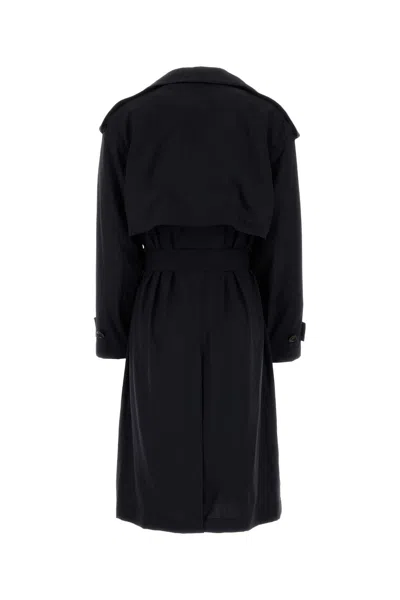 Bottega Veneta Black Wool Trench Coat In Black