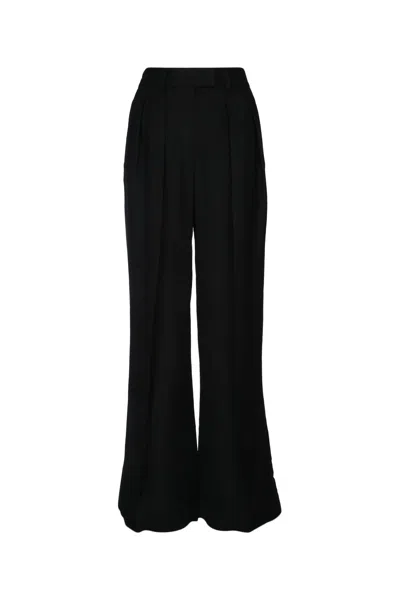 Brunello Cucinelli Fluid Linen Twill Double Pleat Wide Leg Trouser In Black