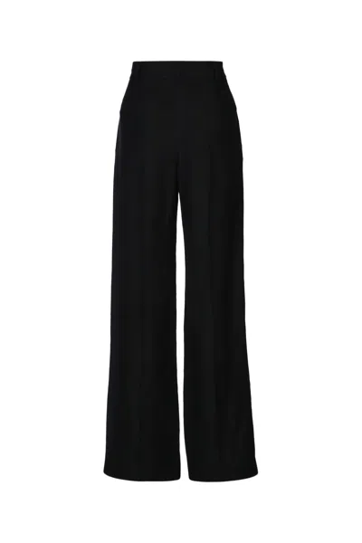 Brunello Cucinelli Fluid Linen Twill Double Pleat Wide Leg Trouser In Black