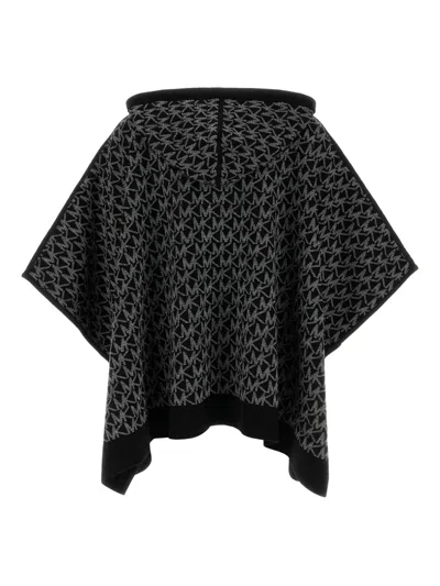 Michael Michael Kors Michael By Michael Kors Embroidered Wool Blend Poncho In Black