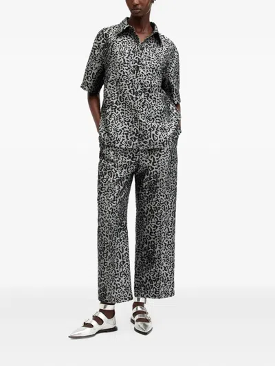 Allsaints Jemi Leopard Print Metallic Trousers In Multi