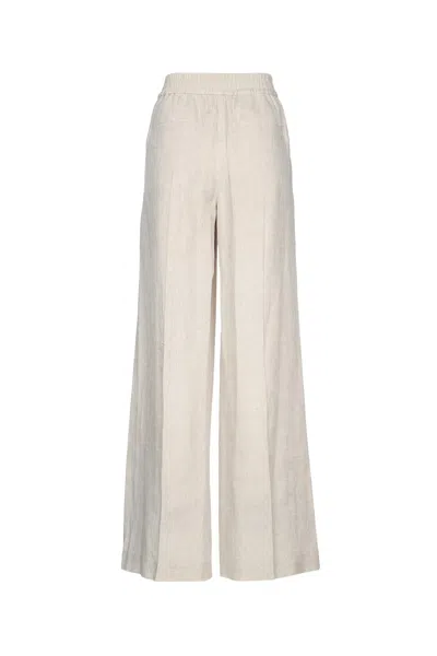 Brunello Cucinelli Fluid Linen Twill Double Pleat Wide Leg Trouser
