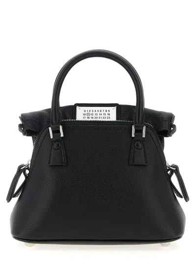 Maison Margiela Structured Textured Leather Shoulder Bag In Black