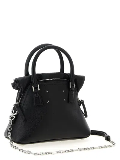 Maison Margiela Structured Textured Leather Shoulder Bag In Black