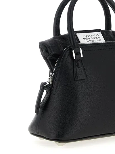 Maison Margiela Structured Textured Leather Shoulder Bag In Black