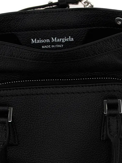 Maison Margiela Structured Textured Leather Shoulder Bag In Black