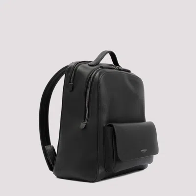 Giorgio Armani Grained Calf Leather Backpack Men In Black