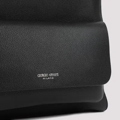 Giorgio Armani Grained Calf Leather Backpack Men In Black