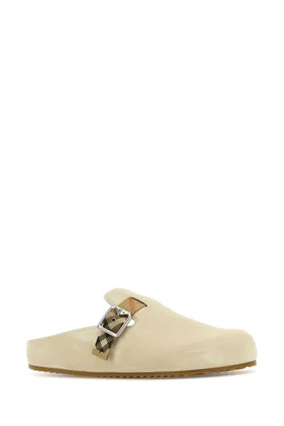 Burberry Sand Suede Slippers