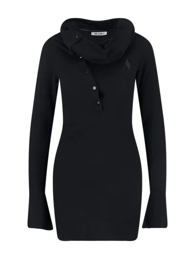 Attico Knee Length Dress Featuring Button Detailing In Black