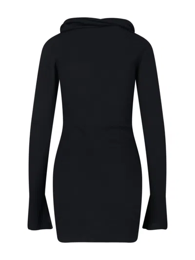 Attico Knee Length Dress Featuring Button Detailing In Black
