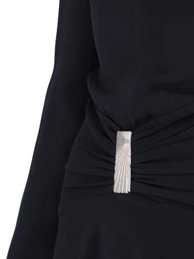 Attico Mini Dress With Deep V-neck In Black
