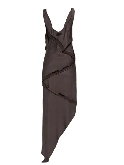 Attico Abito Midi Asimmetrico Con Dettaglio Attorcigliato In Brown