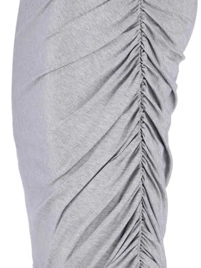 Attico Ruched Knee Length Skirt With Side Gathering In Gray