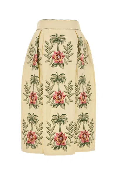 Farm Rio Cream Linen Blend Skirt