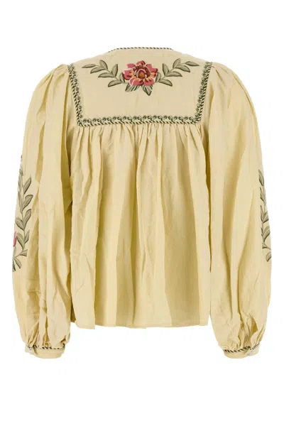 Farm Rio Cream Linen Blend Blouse