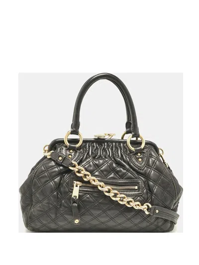 Pre-owned Marc Jacobs Vintage  Quilted Leather Satchel Bag In Black