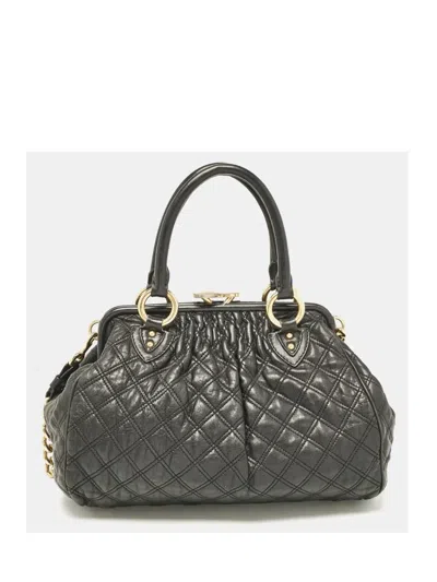 Pre-owned Marc Jacobs Vintage  Quilted Leather Satchel Bag In Black