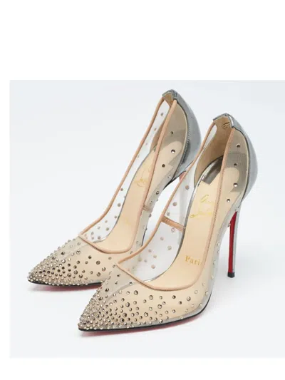 Pre-owned Christian Louboutin 115mm Mesh Crystal-embellished Pumps