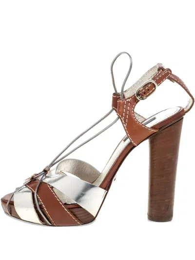 Pre-owned Dolce & Gabbana 125mm Leather Platform Sandals