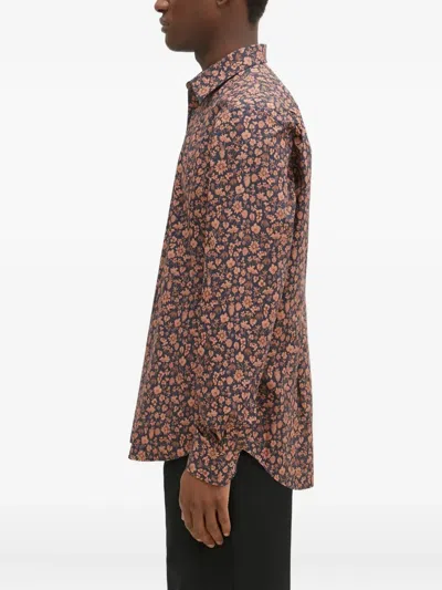 Paul Smith Floral Print Cotton Shirt In Neutral