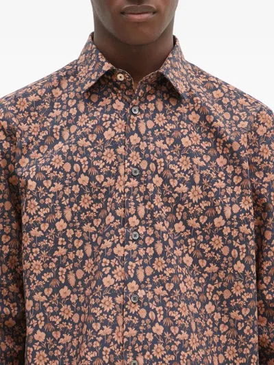 Paul Smith Floral Print Cotton Shirt In Neutral